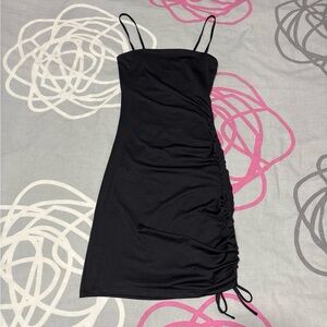 H&M Black Ruched Side Tie Dress